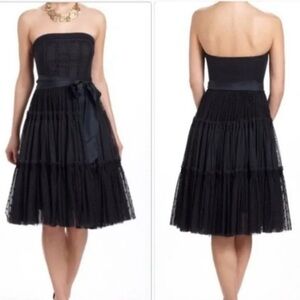 Anthropologie Moulinette Soeurs Ypres Strapless Black Swiss Dot Tulle Dress Sz 6